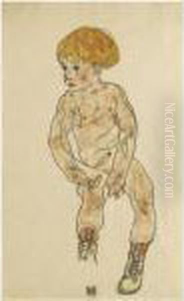 Der Neffe Des Kunstlers, Anton Peschka, Jr. (the Artist's Nephew,anton Peschka, Jr.) Oil Painting by Egon Schiele