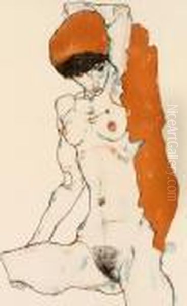 Untitled Oil Painting by Egon Schiele