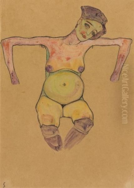 Schwangere Oil Painting by Egon Schiele