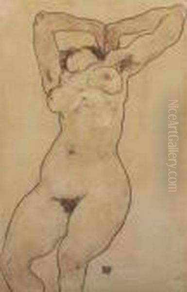 Liegender Akt Oil Painting by Egon Schiele