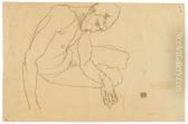 Nudo Seduto Oil Painting by Egon Schiele