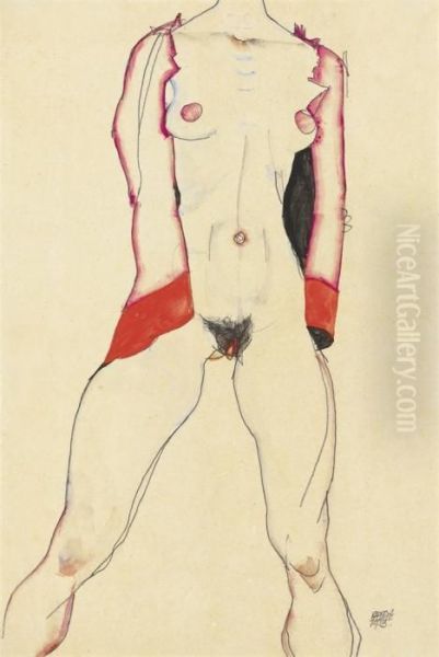 Weiblicher Torso Oil Painting by Egon Schiele