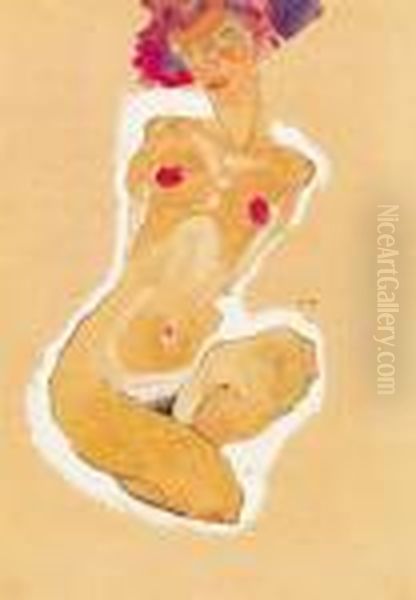 2 Mappen: Jeweils 6 Faksimile Der Moderne Oil Painting by Egon Schiele