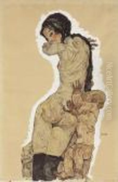 Mutter Und Kind Oil Painting by Egon Schiele