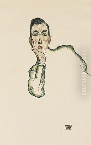 Erich Lederer Oil Painting by Egon Schiele