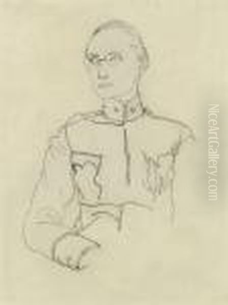 One-year Army Volunteer Oil Painting by Egon Schiele