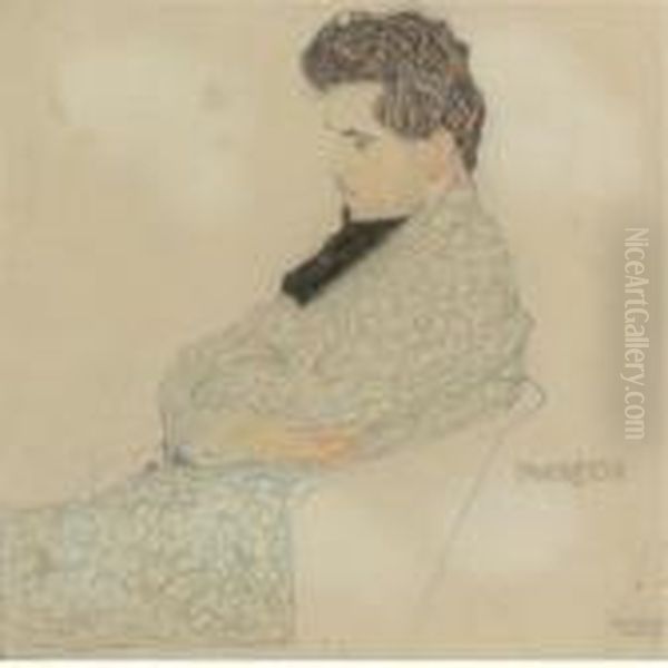 Portrat Des Komponisten Arthur Lowenstein (portrait Of The Composer Arthur Lowenstein) Oil Painting by Egon Schiele