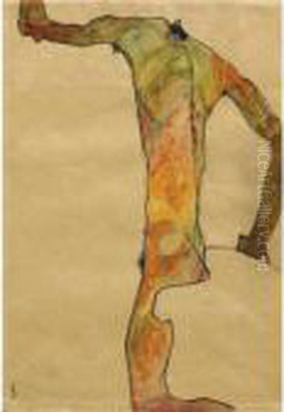 Mannlicher Akt (male Nude) Oil Painting by Egon Schiele