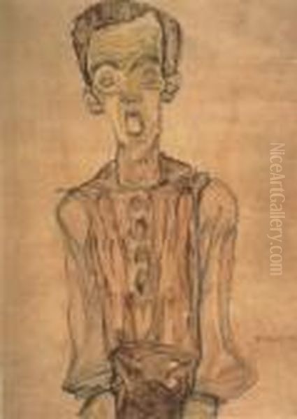 Selbstbildnis Oil Painting by Egon Schiele