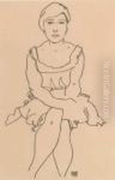 Sitzende Frau Oil Painting by Egon Schiele