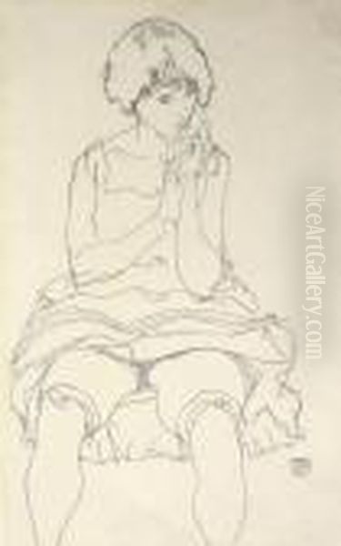 Sitzende Frau Oil Painting by Egon Schiele