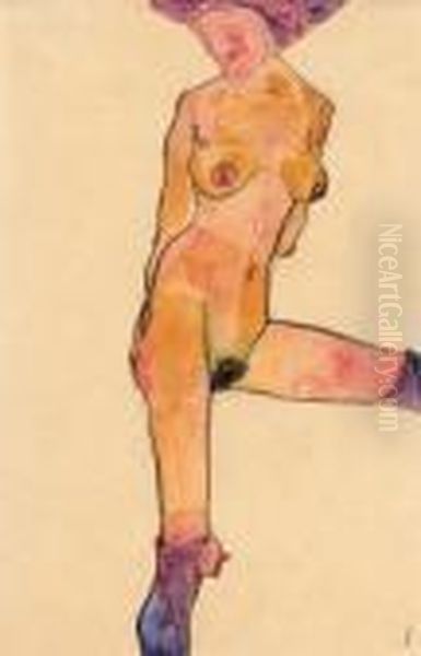 Weiblicher Akt Oil Painting by Egon Schiele