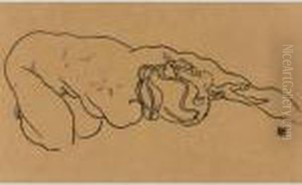 Madchen Mit Ausgestrecktem Arm (girl With Outstretched Arm) Oil Painting by Egon Schiele