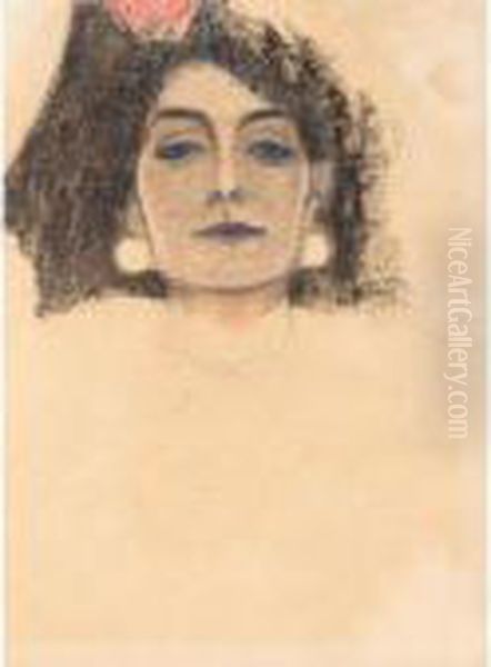 Italienerin (italian Woman) Oil Painting by Egon Schiele