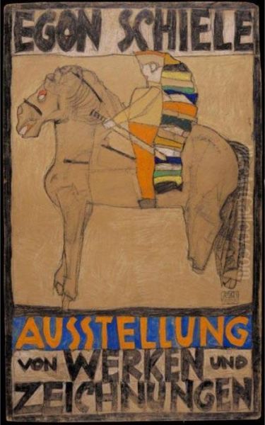 Plakat (pferd Und Reiter) Oil Painting by Egon Schiele