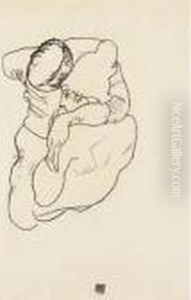 Mann Und Frau Umarmend (man And Woman Embracing) Oil Painting by Egon Schiele