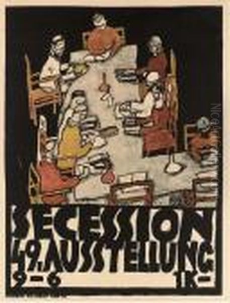 Secession 49. Ausstellung Plakat (k. 15) Oil Painting by Egon Schiele