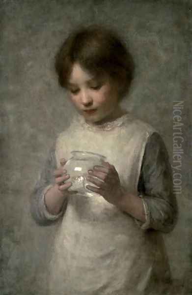 Girl with a Silver Fish, 1889 Oil Painting by William Robert Symonds