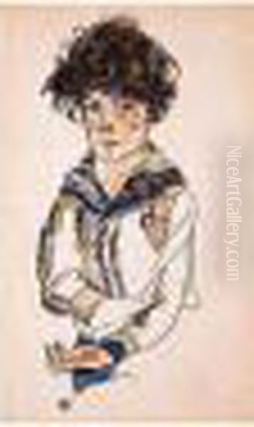 Knabenportrat (portrait Of A Boy) Oil Painting by Egon Schiele