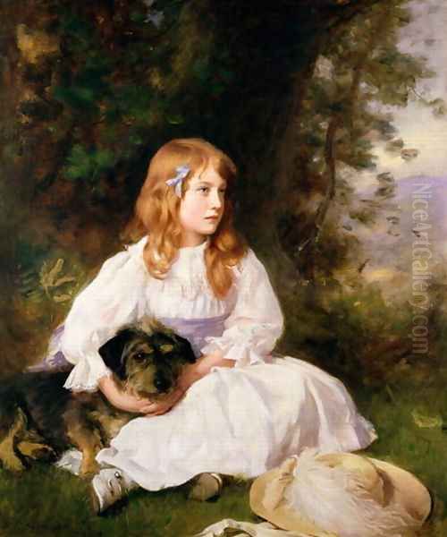 Heather, portrait of a girl Oil Painting by William Robert Symonds