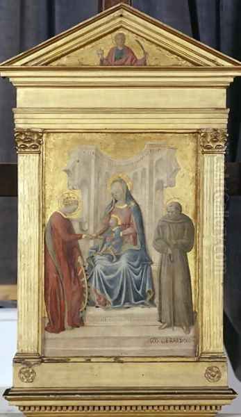 Enthroned Madonna with Child and Saints Gerhard and Katharina, c.1450 Oil Painting by Paolo di Stefano Badaloni Schiavo