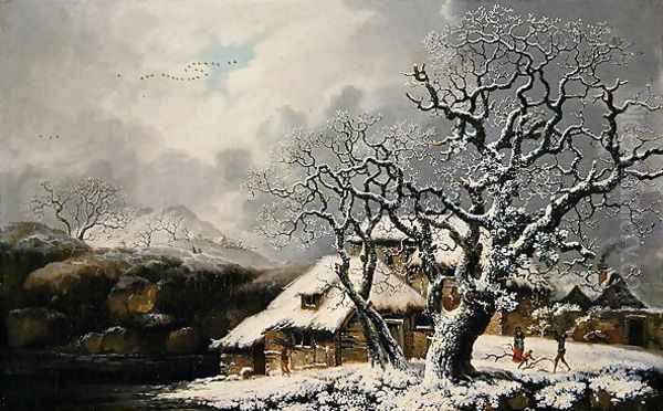 A Winter Landscape, 1752 Oil Painting by George, of Chichester Smith