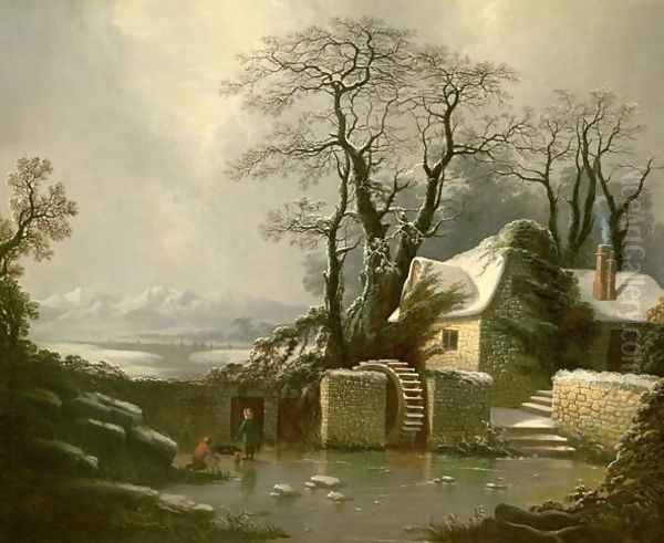 The Frozen Mill Race Oil Painting by George, of Chichester Smith