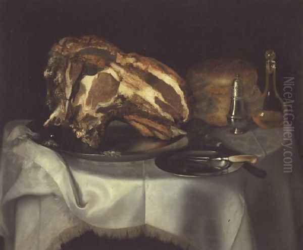 Still Life with Joint of Beef on a Pewter Dish, c.1750-60 Oil Painting by George, of Chichester Smith