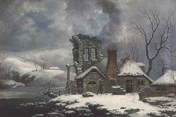 Winter scene Oil Painting by George, of Chichester Smith