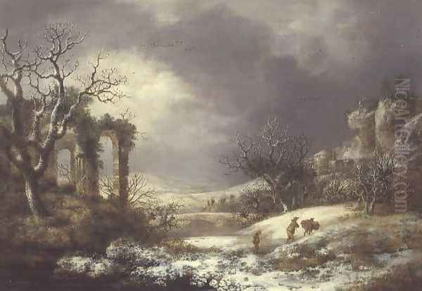 Winter Landscape, c.1750-60 Oil Painting by George, of Chichester Smith