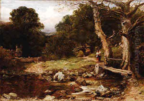 A Riverside Walk Oil Painting by George, of Chichester Smith