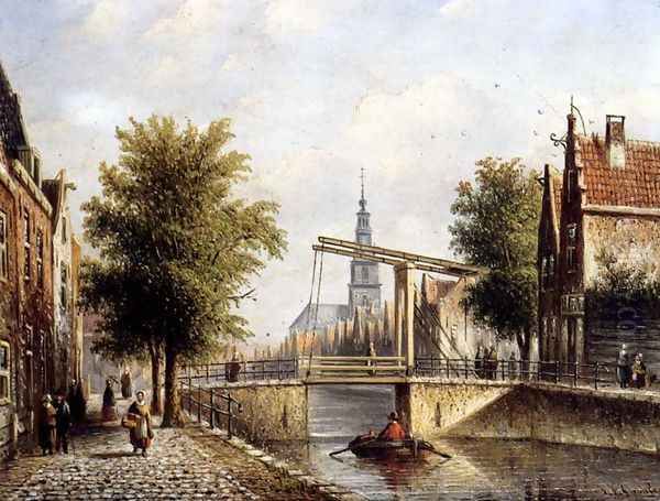 Capricio Sunlit Townviews In Amsterdam (Pic 2) Oil Painting by Johannes Franciscus Spohler