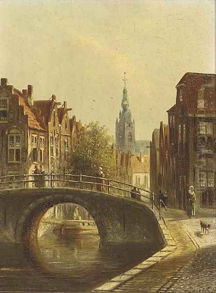 A Dutch town in summer Oil Painting by Johannes Franciscus Spohler