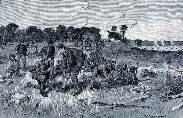 Confederate line waiting orders in the wilderness, illustration from Battles and Leaders of the Civil War, edited by Robert Underwood Johnson and Clarence Clough Buel Oil Painting by William Ludlow Sheppard