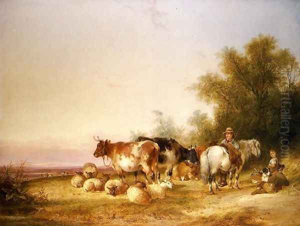 Herders Resting at Lunch Oil Painting by Snr William Shayer