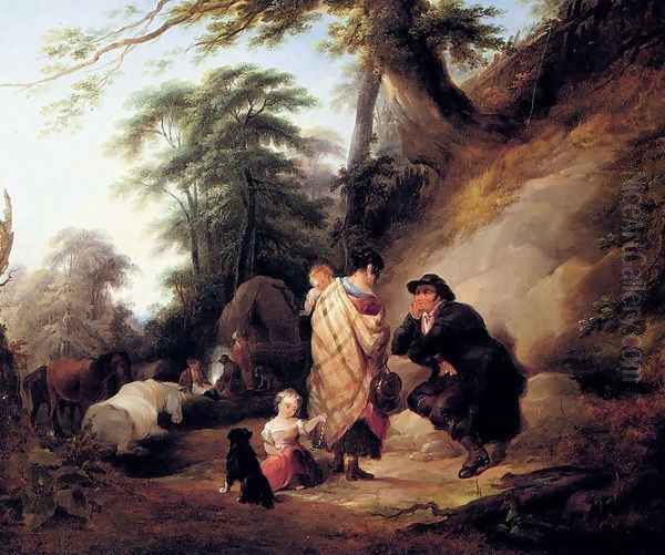 Travelers Resting Oil Painting by Snr William Shayer