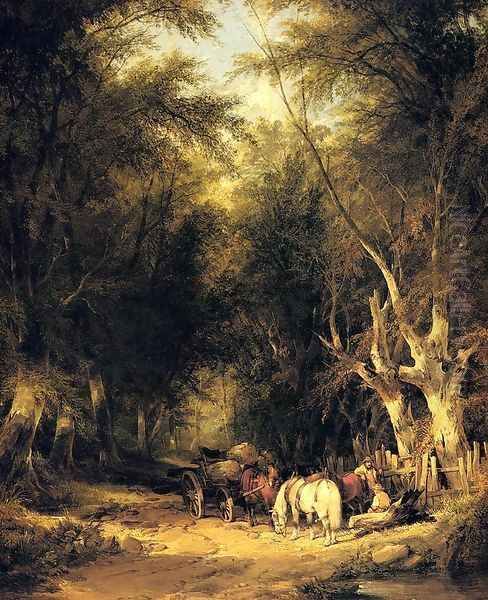 In The New Forest Oil Painting by Snr William Shayer