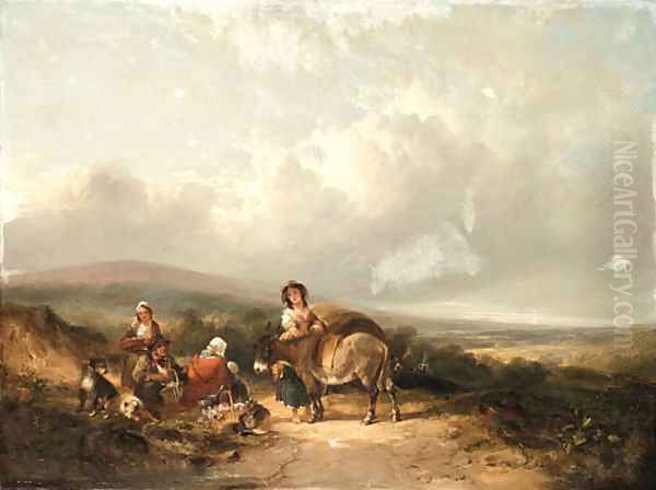 The gypsy encampment near Honiton, Devonshire Oil Painting by Snr William Shayer