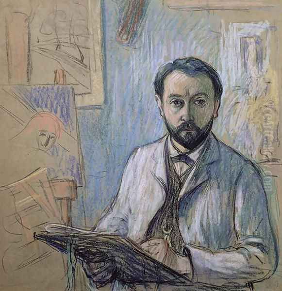 Self portrait in his studio by Claude Emile Schuffenecker