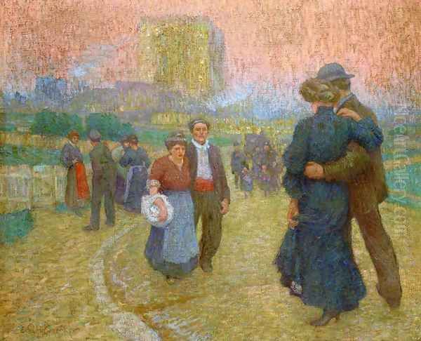 Evening Walk, Two Couples Oil Painting by Claude Emile Schuffenecker