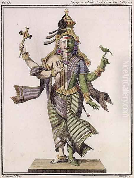 Ardhanarishvara, from Voyage aux Indes et a la Chine by Pierre Sonnerat, engraved by Poisson, published 1782 Oil Painting by Pierre Sonnerat