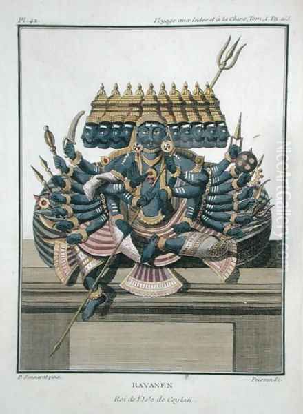 Ravana, demon king of Ceylon, from Voyage aux Indes et a la Chine by Pierre Sonnerat, engraved by Poisson, published 1782 Oil Painting by Pierre Sonnerat