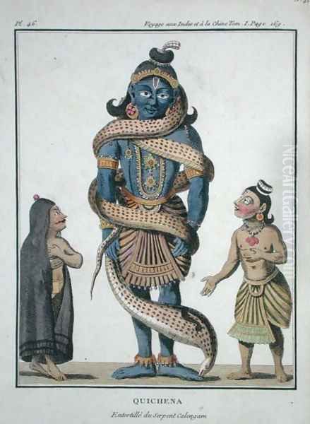 Krishna squeezed by the Kaliya Serpent, from Voyage aux Indes et a la Chine by Pierre Sonnerat, engraved by Poisson, published 1782 Oil Painting by Pierre Sonnerat