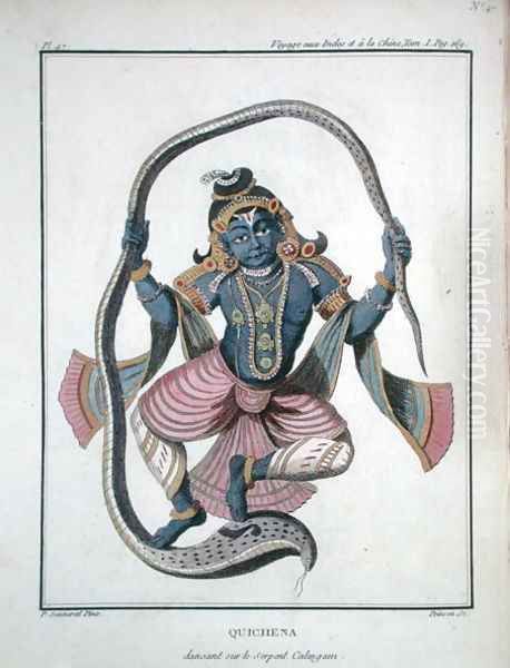 Krishna dancing on the Kaliya Serpent, from Voyage aux Indes et a la Chine by Pierre Sonnerat, engraved by Poisson, published 1782 Oil Painting by Pierre Sonnerat