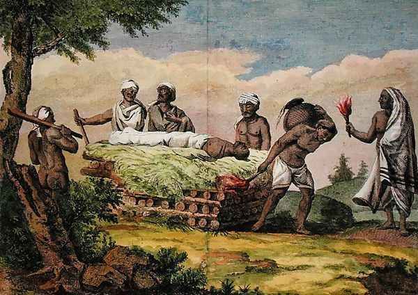 Vishnu funeral, India, from Voyage aux Indes, Orientales et la Chine, by Pierre Sonnerat, engraved by Poisson, published 1782 Oil Painting by Pierre Sonnerat