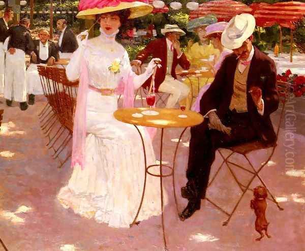 Au Cafe (At the Café) Oil Painting by Aime Stevens