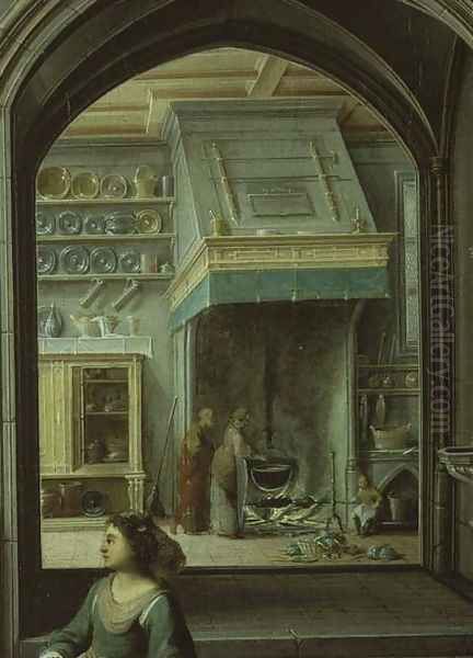 Christ in the house of Martha and Mary, detail of the kitchen, 1620 Oil Painting by Hendrick van, the Younger Steenwyck