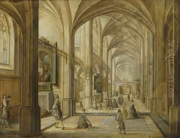 Interior of a Gothic Church Oil Painting by Hendrick van, the Younger Steenwyck