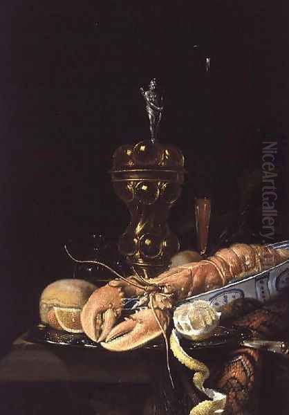 A Still Life with a Lobster in a Delft Bowl Oil Painting by Juriaen van Streeck