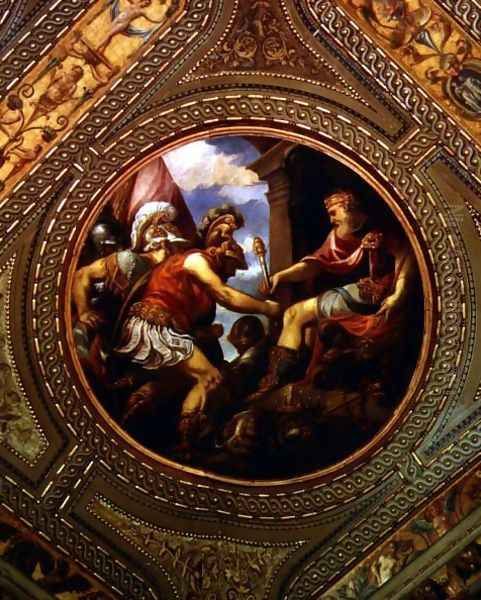 Allegory of the Empire, from the ceiling of the library, 1556 Oil Painting by Andrea Schiavone